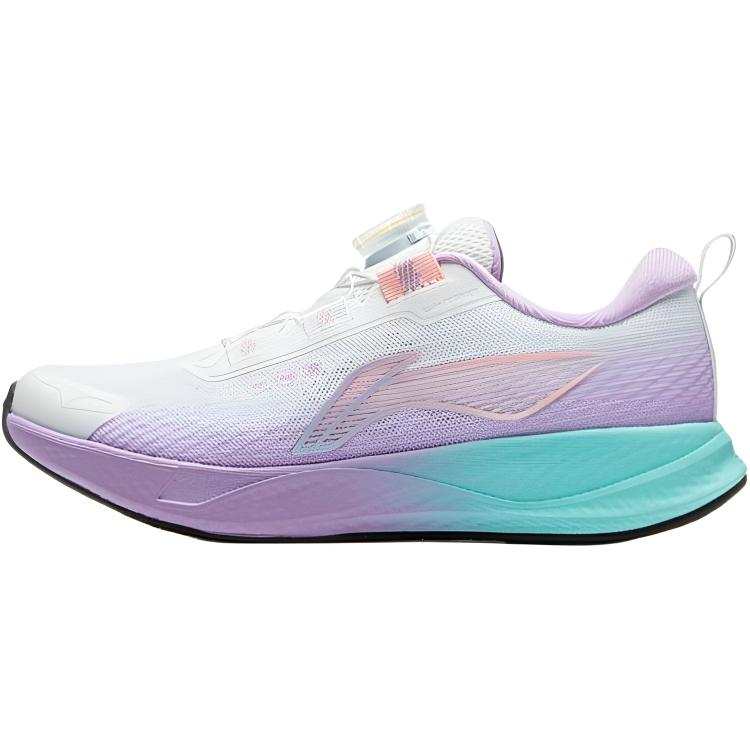 Li-Ning YOUNG Li Ning YOUNG Running Fabric Soft And Comfortable Low top Running Shoes Standard White/Vero Rose Purple/Cooling Green