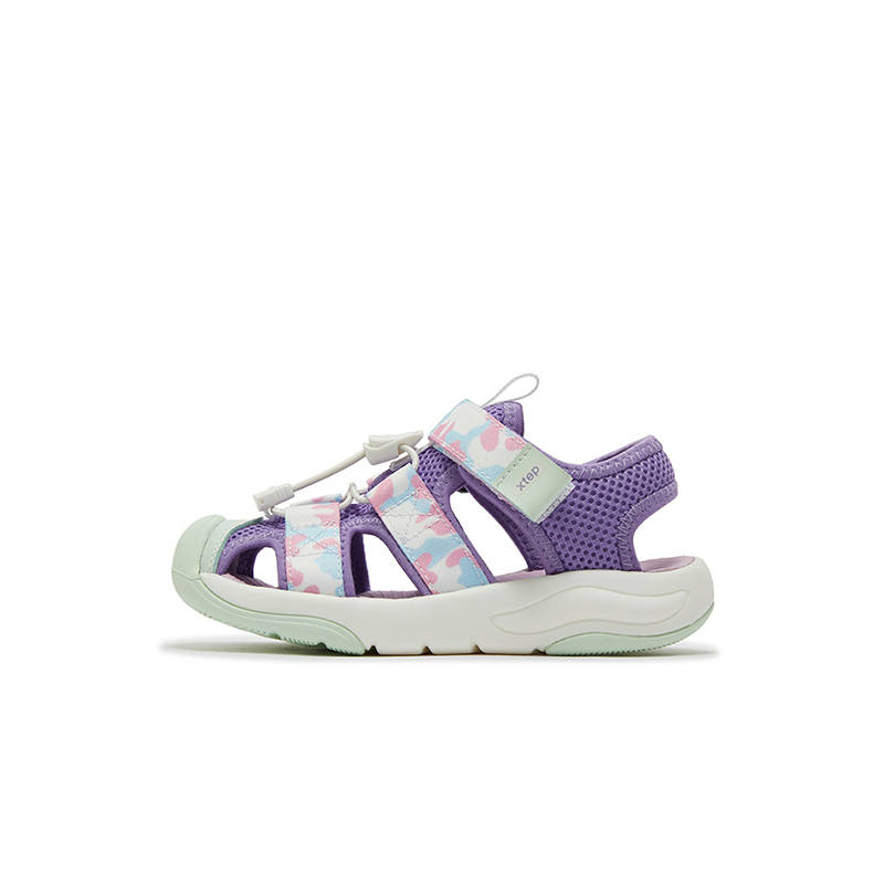 XTEP Synthetic Leather, Textile Children's Sandals Wisteria Purple Ice Porcelain Green Children Aged 3 7 Years Old