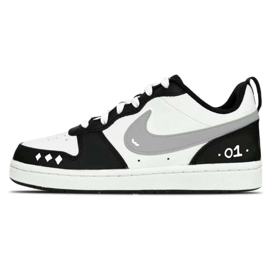Nike Nike Court Borough Gray Star Leather Abrasion Resistant Low top Kids' Skateboarding Shoes Unisex