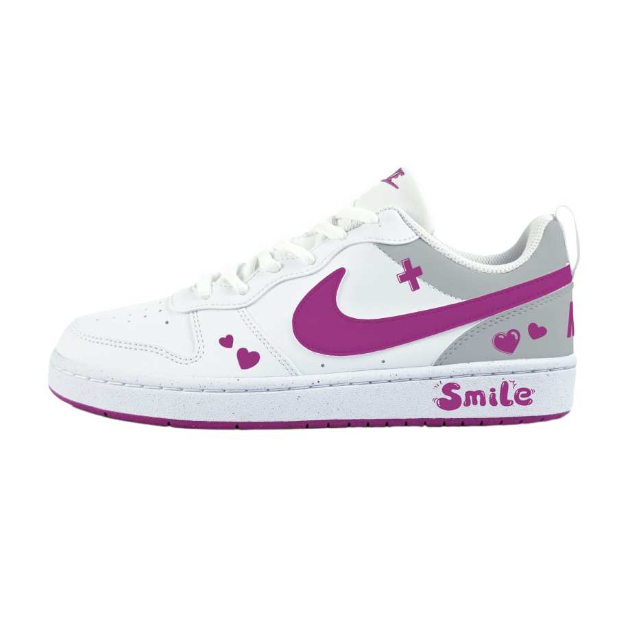 Nike Nike Court Borough Low Slip Resistant Abrasion Resistant Low top Kids' Skateboarding Shoes White Teenagers