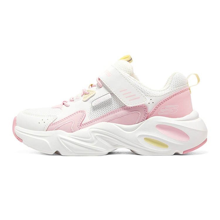 Skechers Girls Abrasion Resistant Breathable Low top Kids Lifestyle Shoes White Pink Kids'