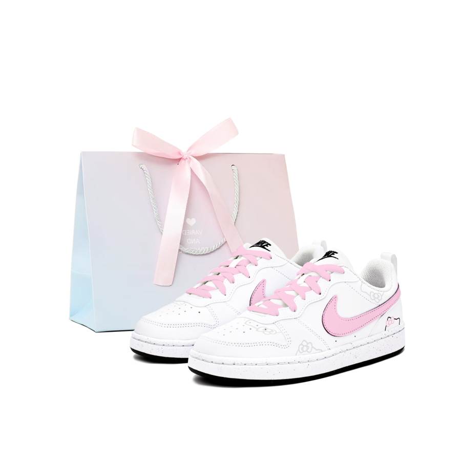 Nike Nike Court Borough Energetic Katy Pink Synthetic Leather Low top Kids' Skateboarding Shoes Pink White Unisex