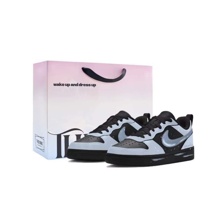 Nike Nike Court Borough Leather Slip Resistant Cushioning Low top Kids' Skateboarding Shoes Black Teenagers