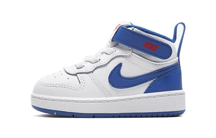 Nike Nike Mid 2 Leather Comfortable High top Skateboard Shoes White Blue Infant And Toddler