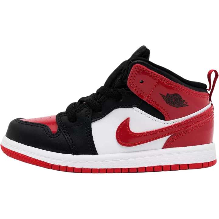 Jordan Jordan Air Jordan 1 Mid top Toddler Shoes Black White Red Infant And Toddler