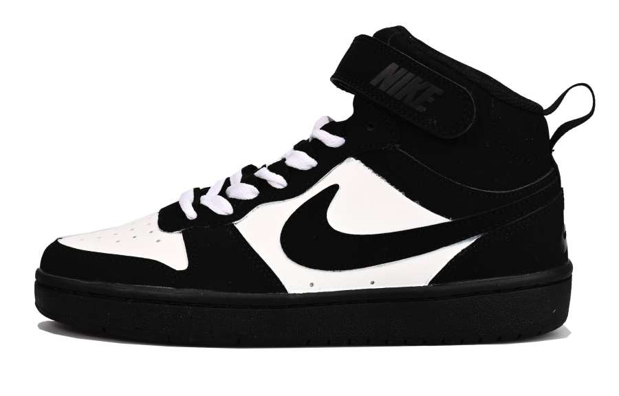 Nike Nike Court Borough Mid 2 Synthetic Leather High top Kids' Skateboarding Shoes Black White Teenagers