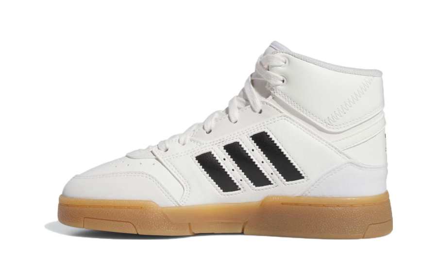 Adidas Originals Drop Step Comfortable Round Toe Abrasion Resistant Mid top Kids' Skateboarding Shoes White Kids'