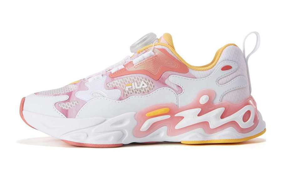 FILA KIDS Artist Slip Resistant Cushioning Abrasion Resistant Low top Kids' Running Shoes White Pink Teenagers