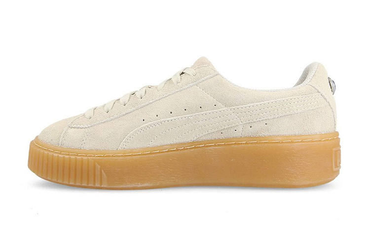 PUMA Platform JEWEL Leather Casual Low top Kids' Skateboarding Shoes Ecru Teenagers