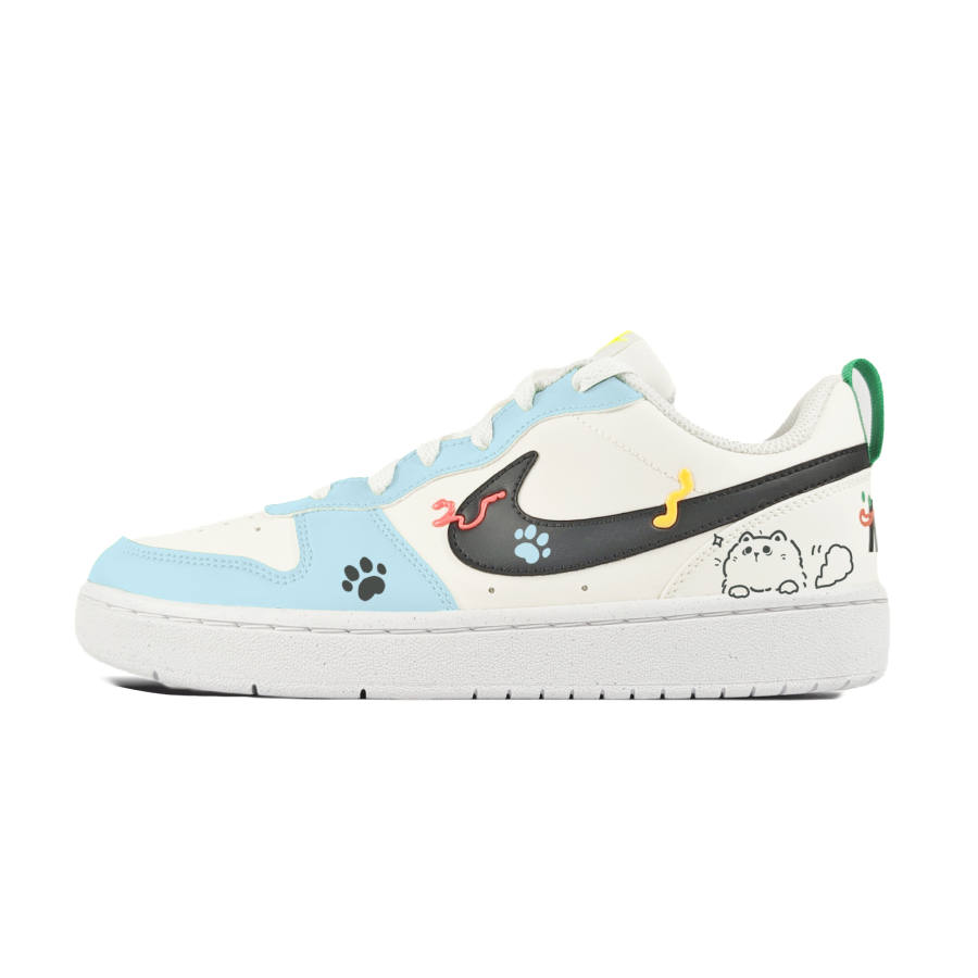 Nike Nike Court Borough Meowth Slip Resistant Abrasion Resistant Low top Kids' Skateboarding Shoes Light Blue Teenagers