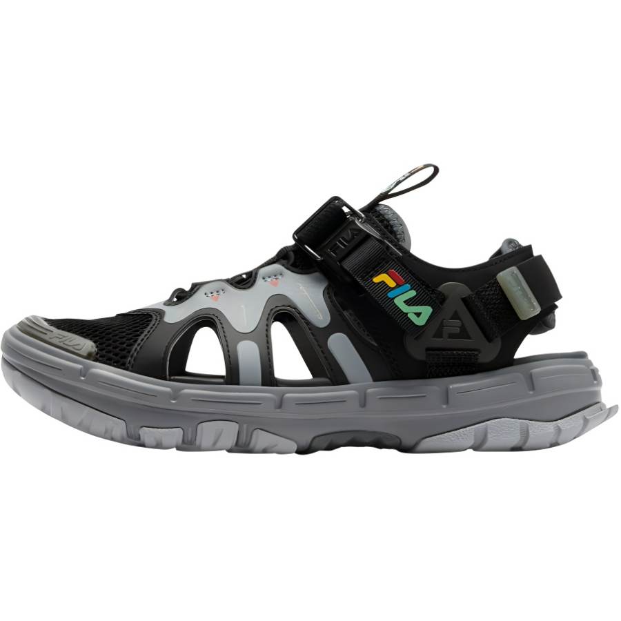 FILA KIDS Synthetic Leather, Textile Low top Children's Sandals Black/Castle Gray Kids'