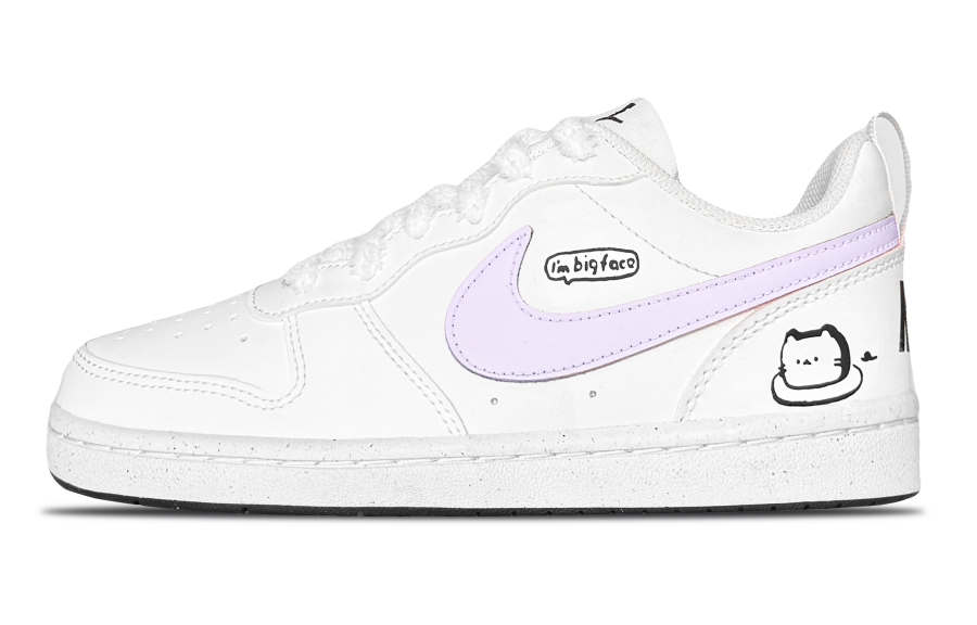 Nike Nike Court Borough Milk Candies Doughnuts Synthetic Leather Low top Kids' Skateboarding Shoes Purple Teenagers