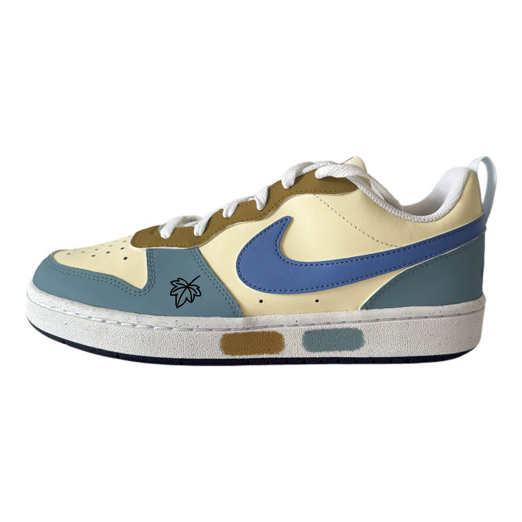 Nike Nike Court Borough Maple Leaf Synthetic Leather Low top Kids' Skateboarding Shoes White Blue Yellow Kids'