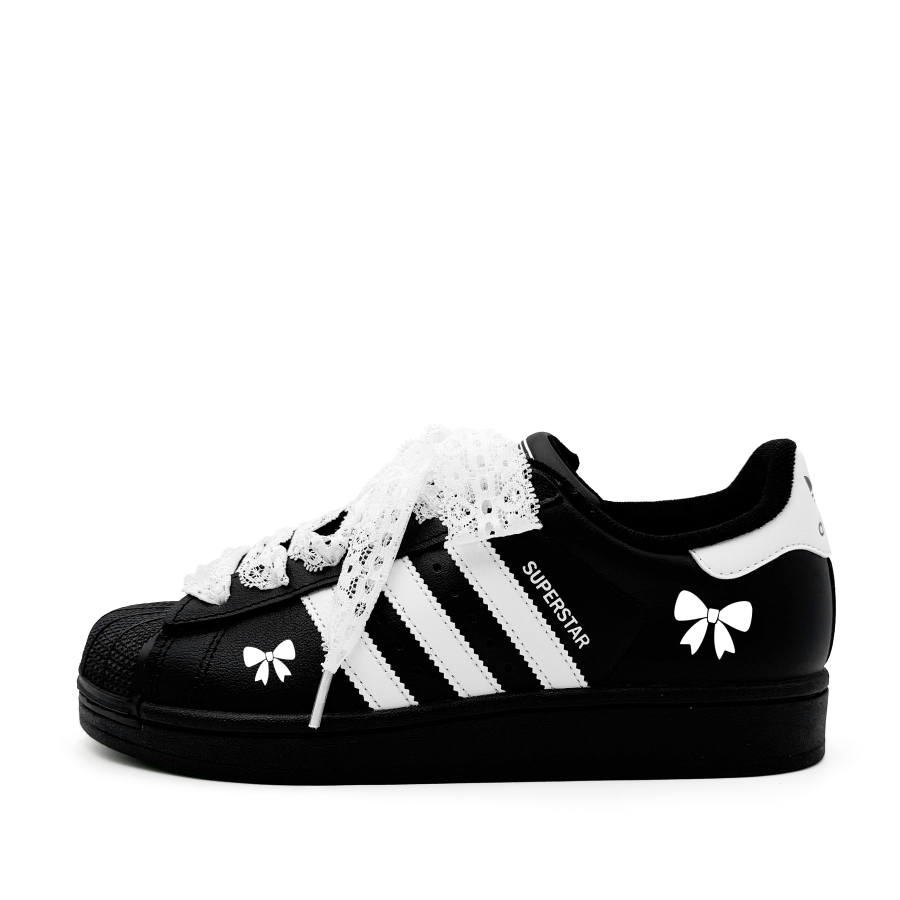 Adidas Originals Superstar 2 Leather Low top Kids' Skateboarding Shoes Black White Teenagers