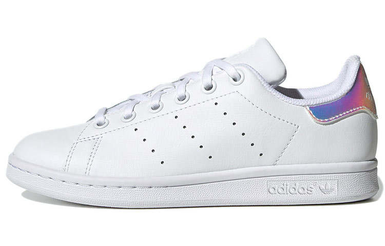 Adidas Originals Stan Smith J Abrasion Resistant Low top Kids' Skateboarding Shoes White Pink Purple Teenagers