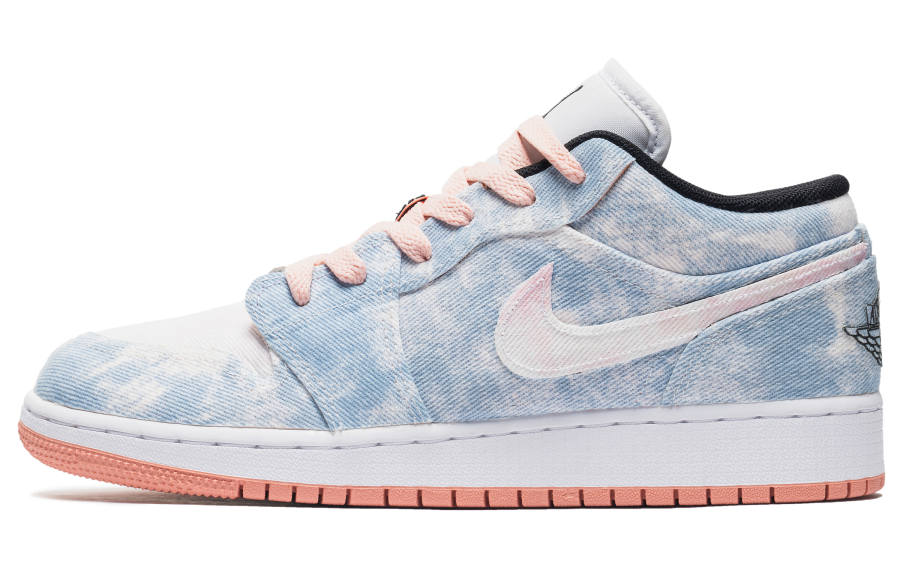 Jordan Jordan Air Jordan 1 Tie Dye Slip Resistant Slip Resistant Low top Children's Basketball Shoes Blue Pink Teenagers