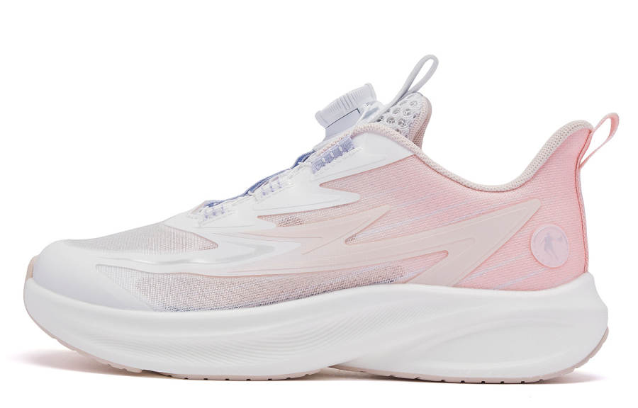 QIAODAN Light Speed 2.0 Fabric Knob Buckle Low top Running Shoes Jordan White Morning Light Pink Unisex