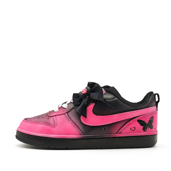 Nike Nike Court Borough Fluorescent Pink Butterfly Leather Slip Resistant, Abrasion Resistant, Breathable, Height Increasing
