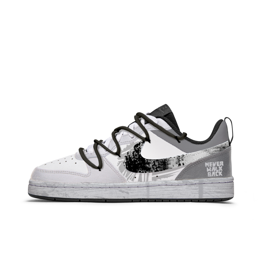 Nike Nike Court Borough Slip Resistant Abrasion Resistant Low top Kids' Skateboarding Shoes Gray White Teenagers