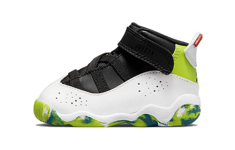 Jordan Jordan Air Jordan 6 Cushioning Slip Resistant Abrasion Resistant High top Toddler Shoes Black White Green