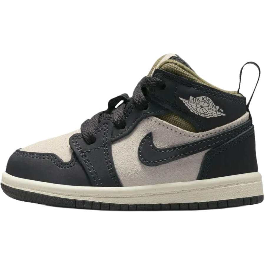 Jordan Jordan Air Jordan 1 Mid top Toddler Shoes Black Beige Infant And Toddler
