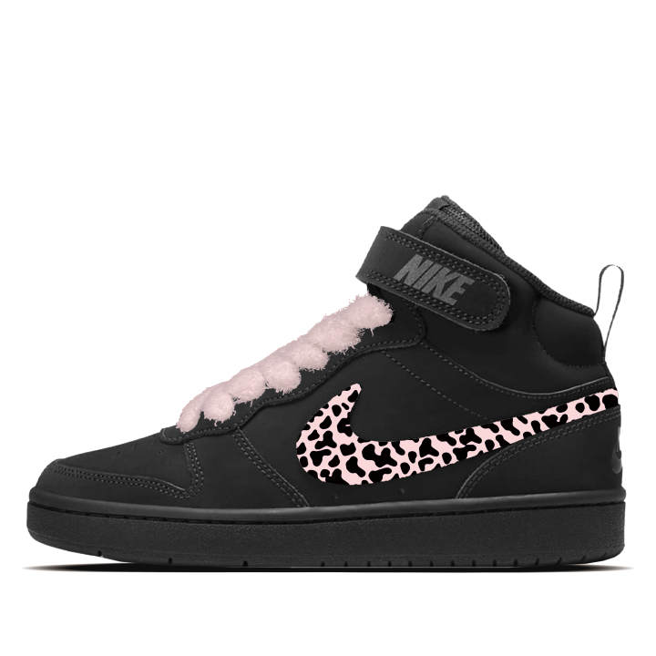 Nike Nike Court Borough Mid 2 Pink Leopard Synthetic Leather Slip Resistant Cushioning Abrasion Resistant