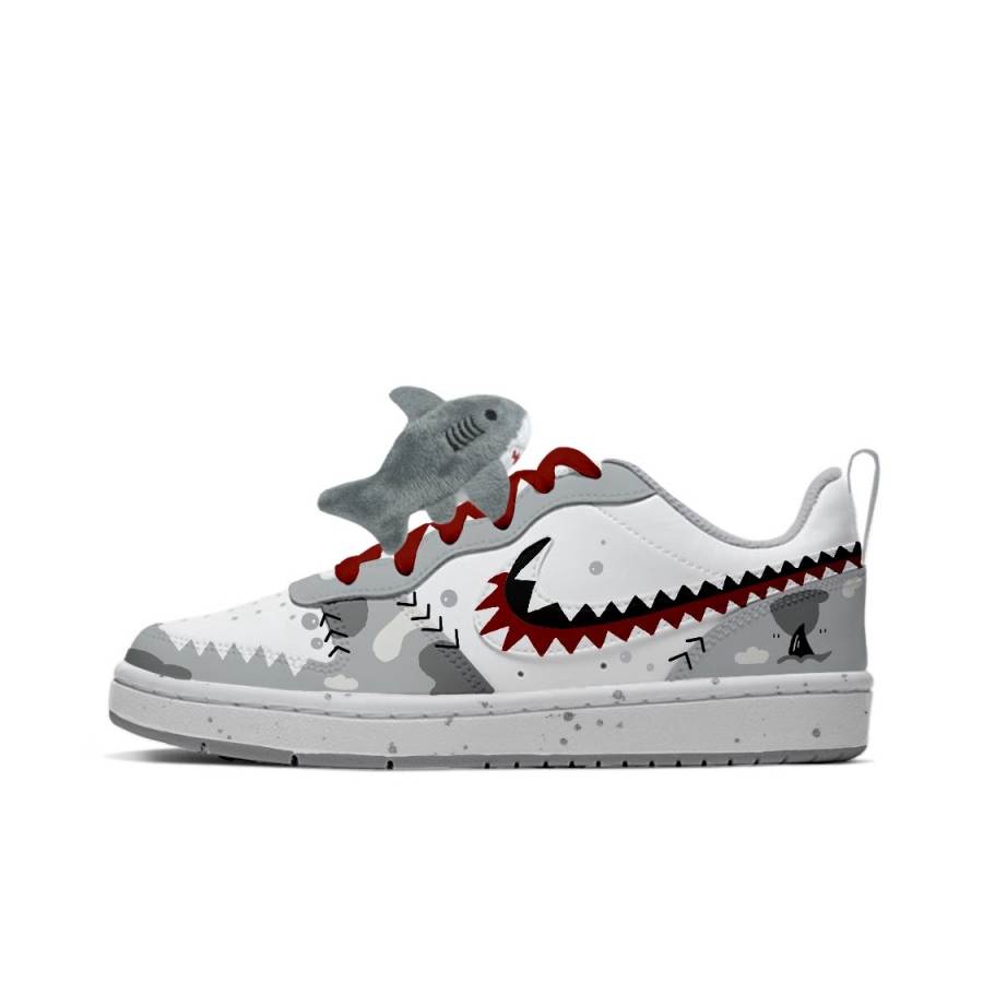 Nike Nike Court Borough Slip Resistant Abrasion Resistant Low top Kids' Skateboarding Shoes Gray Teenagers