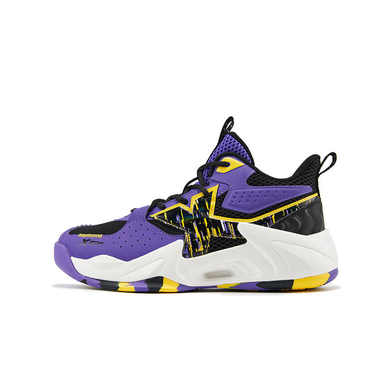 XTEP Phantom High top Basketball Shoes Yellow Purple Teenagers