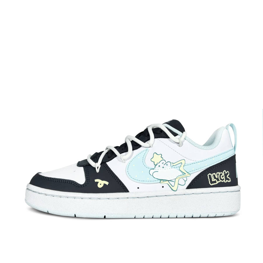 Nike Nike Court Borough Slip Resistant Abrasion Resistant Low top Kids' Skateboarding Shoes Black Cyan Teenagers