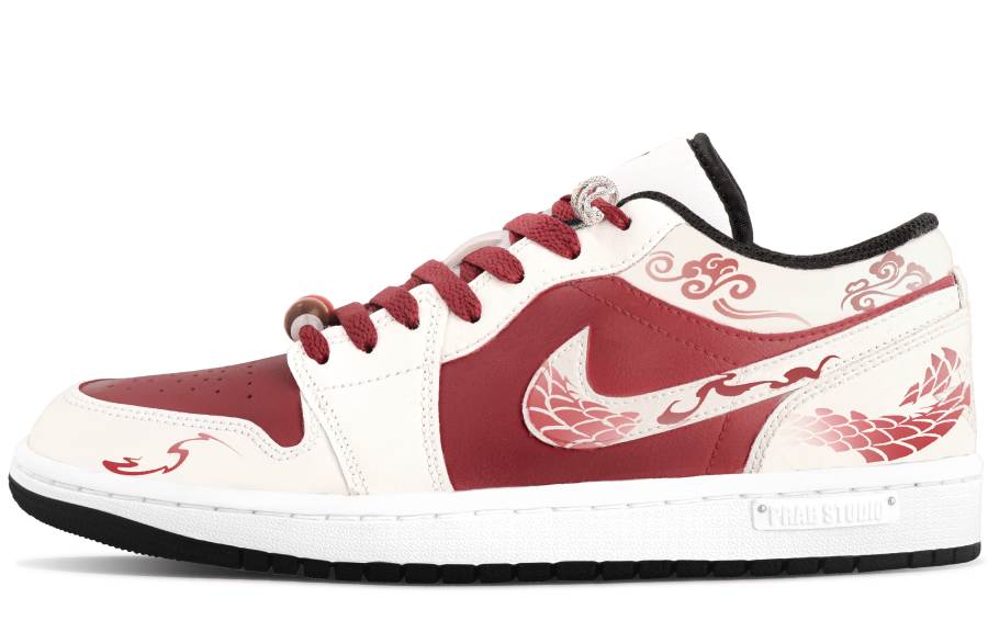 Jordan Jordan Air Jordan 1 Low top Children's Basketball Shoes Beige Red Teenagers
