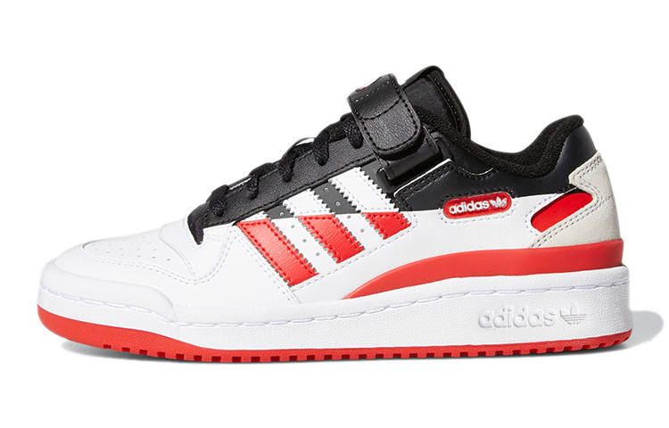 Adidas Originals FORUM Low J Leather Abrasion Resistant Low top Skateboard Shoes White Black Red Teenagers
