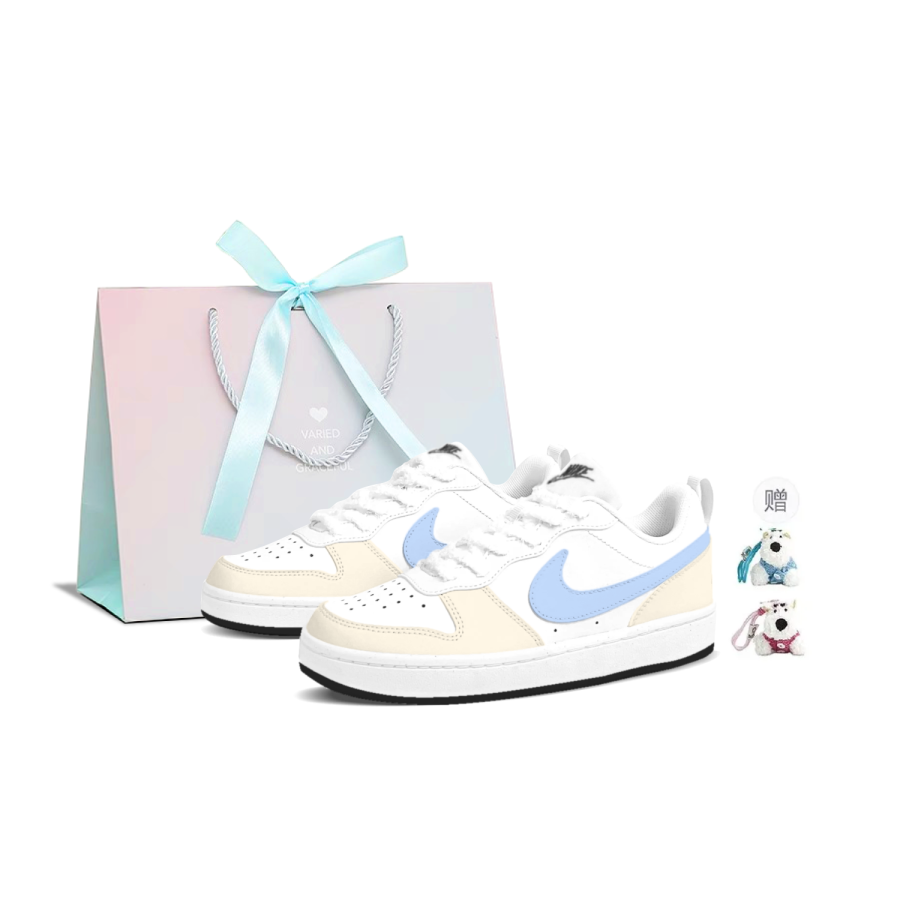 Nike Nike Court Borough Sea Salt Cheese Low top Kids' Skateboarding Shoes Cream Yellow Teenagers