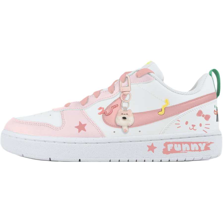 Nike Nike Court Borough Slip Resistant Abrasion Resistant Low top Kids' Skateboarding Shoes White Teenagers