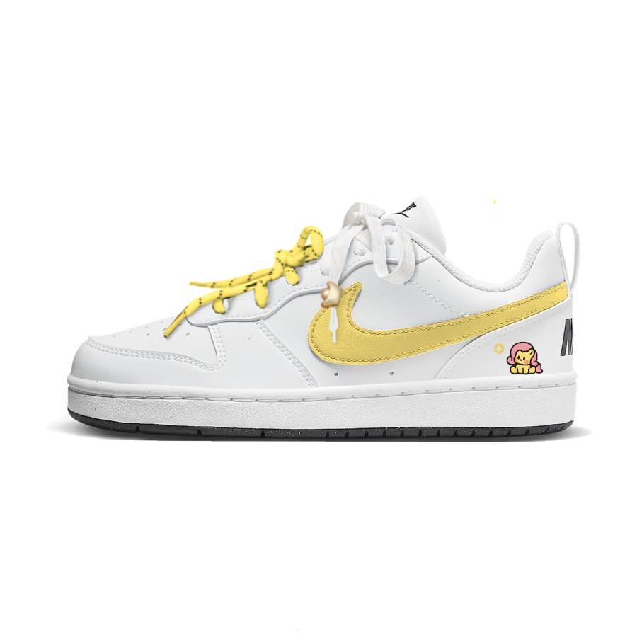 Nike Nike Court Borough Golden Horse Brings Prosperity Low top Kids' Skateboarding Shoes White Yellow Teenagers