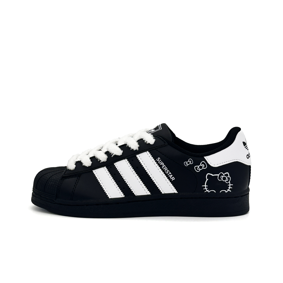Adidas Originals Superstar 2 Mist Panther Katy Abrasion Resistant Low top Kids' Skateboarding Shoes Black Teenagers