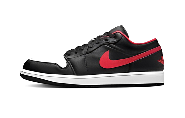 Jordan Jordan Air Jordan 1 Slip Resistant Abrasion Resistant Low top Basketball Shoes Black Red Children Aged 3 7 Years Old