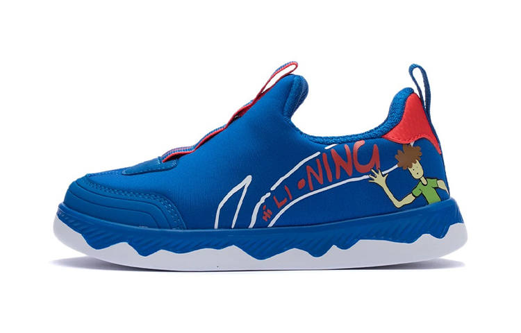 Li-Ning YOUNG Li Ning YOUNG Slip Resistant Abrasion Resistant Low top Kids' Skateboarding Shoes Crystal Blue