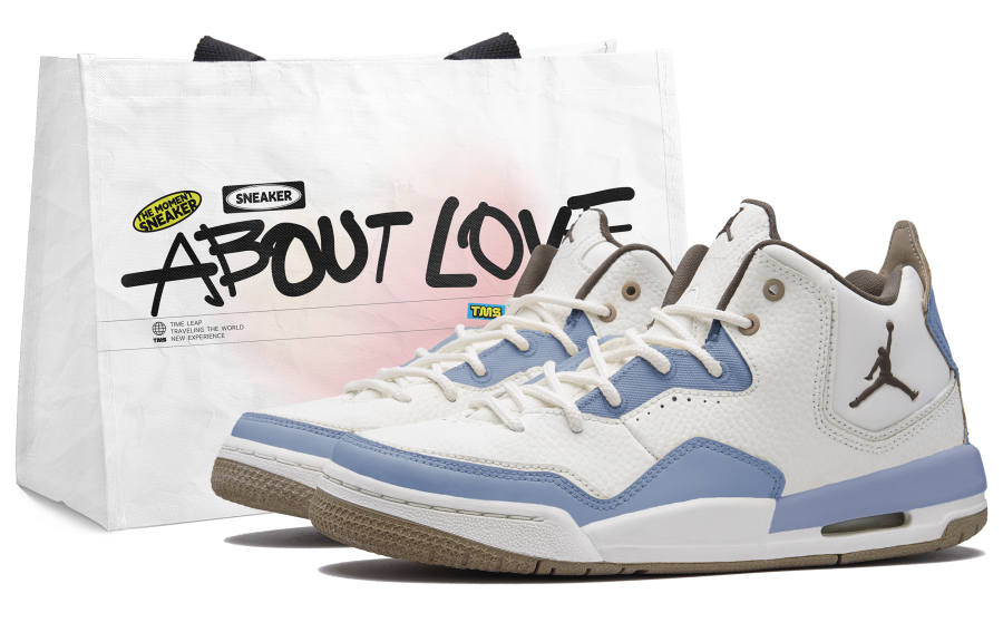 Jordan Jordan Courtside 23 Synthetic Leather Mid top Children's Basketball Shoes Blue White Teenagers