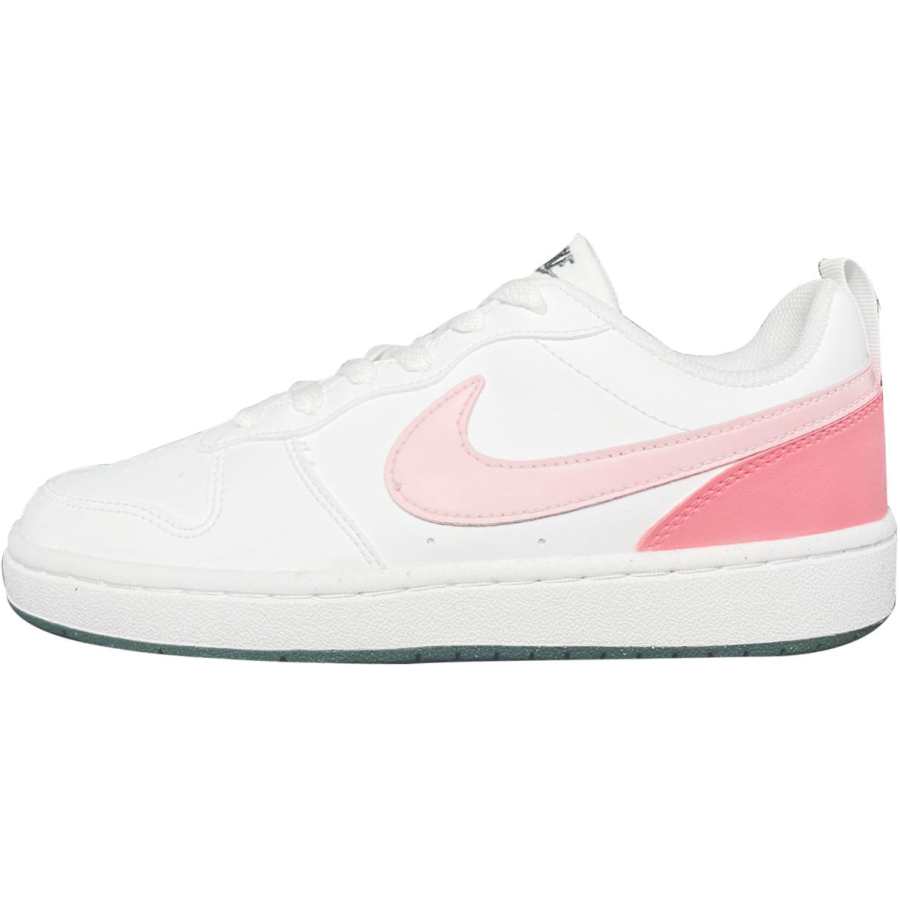 Nike Nike Court Borough Anti Slip Wear Resistant Low Top Kids' Skateboarding Shoes White Teenagers