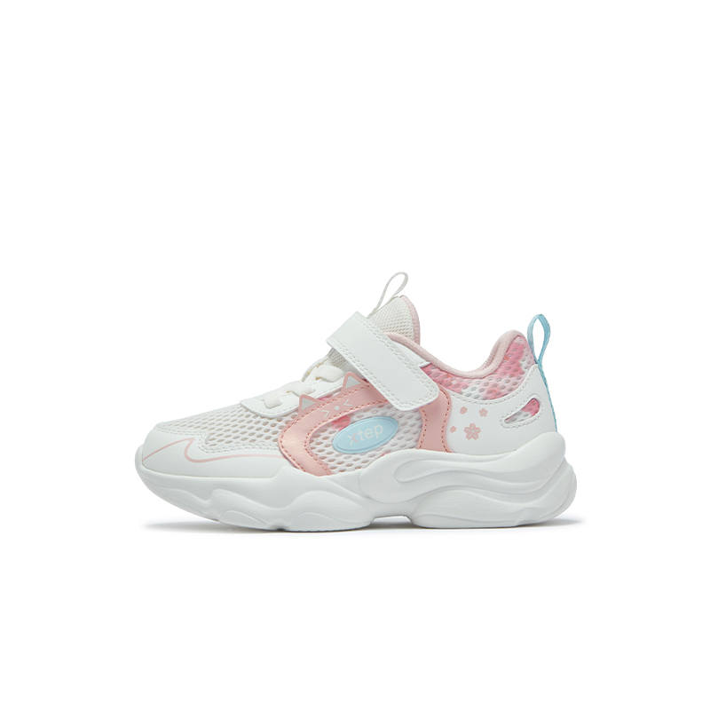 XTEP Abrasion Resistant Breathable Support Low top Casual Shoes Sail White Cherry Blossom Pink Teenagers