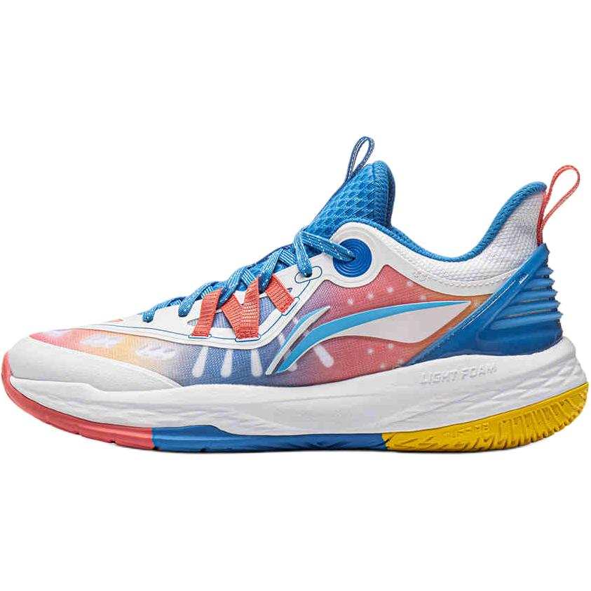 Li-Ning YOUNG Li Ning YOUNG Basketball Fabric Slip Resistant Low top Basketball Shoes White Blue Kids'