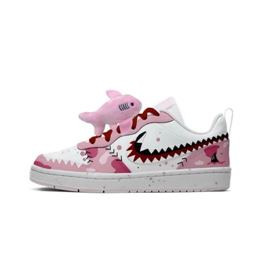Nike Nike Court Borough Pink Multicolor Shark Leather Low top Kids' Skateboarding Shoes Pink Teenagers