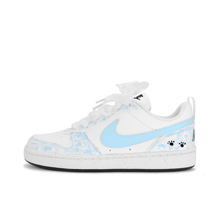Nike Nike Court Borough Blue Mist Light Cloud Synthetic Leather Abrasion Resistant Low top Skateboard Shoes Light Blue Kids'