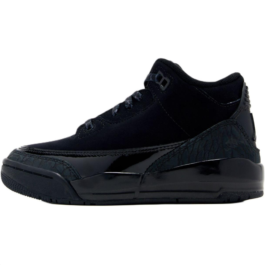 Jordan Jordan Air Jordan 3 Slip Resistant Abrasion Resistant Mid top Children's Basketball Shoes Black