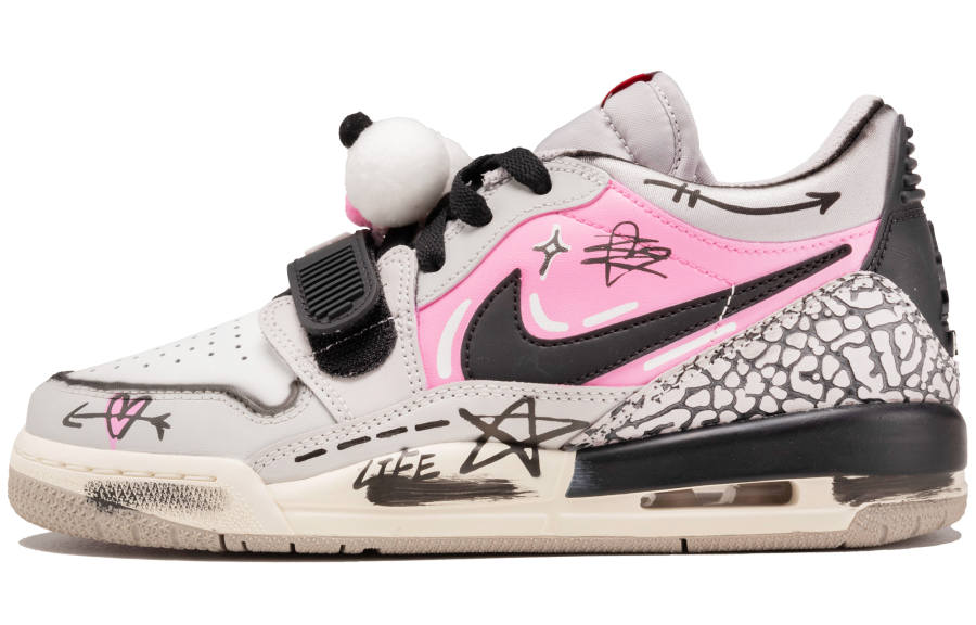 Jordan Jordan Legacy 312 Cushioning Low top Children's Basketball Shoes Black Pink Teenagers