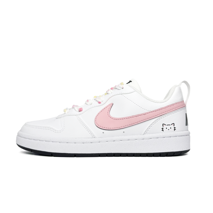 Nike Nike Court Borough Cute Meowth Synthetic Leather Abrasion Resistant Low top Kids' Skateboarding Shoes Pink Teenagers