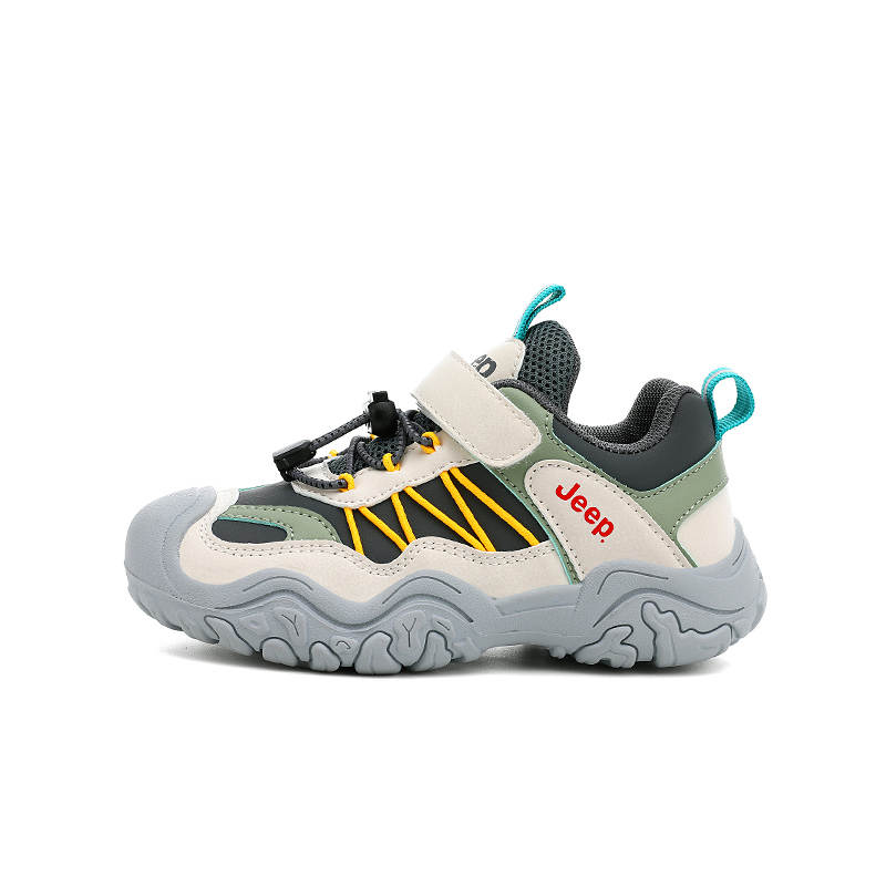 Jeep Running Collection Slip Resistant Lightweight Cushioning Low top Casual Shoes Beige Green Kids'