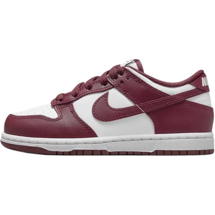 Nike Nike Dunk Leather Comfortable Slip Resistant Abrasion Resistant Low top Kids' Skateboarding Shoes Red White