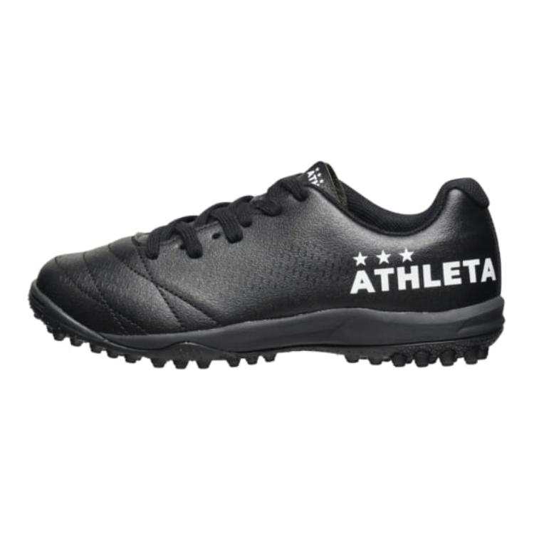 ATHLETA Pu Comfortable Slip Resistant Cushioning Abrasion Resistant Low top Kids' Soccer Shoes Black Teenagers