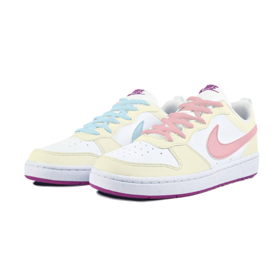 Nike Nike Court Borough Slip Resistant Abrasion Resistant Low top Kids' Skateboarding Shoes White Teenagers